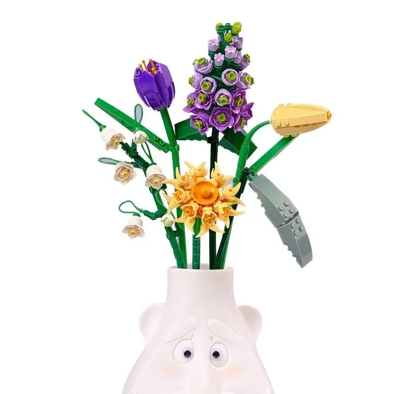 Creative Bouquet Mini Building Blocks DIY Bonsai Flower Arrangement Assembly Small Particle Ornaments Children\'s Toys Gifts