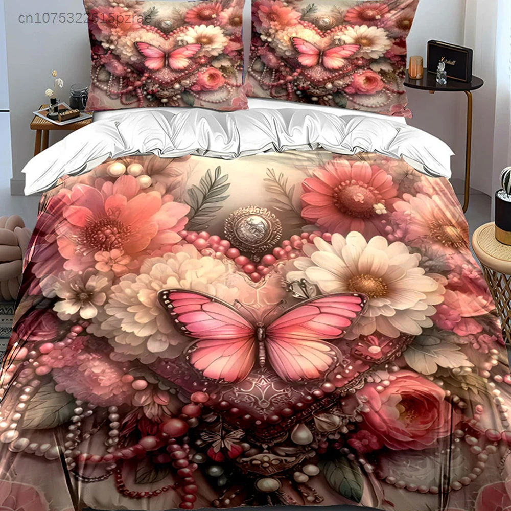 Romantic Floral Decorative Set Multiple Sizes kid's And adults' Bedroom Exquisite 3PC Bedding set, Gift