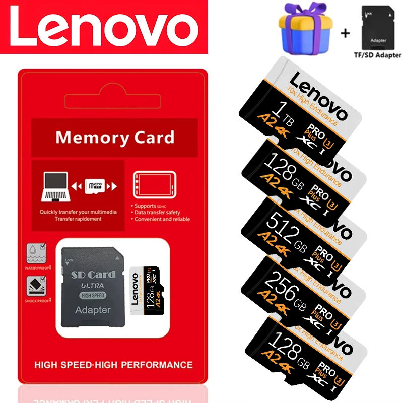 Extended Capacity Lenovo TF Cards Memory Card SD Cards Micro TF SD 32GB 128GB 1TB 10 Waterproof V30 for Smartphone / Mobile