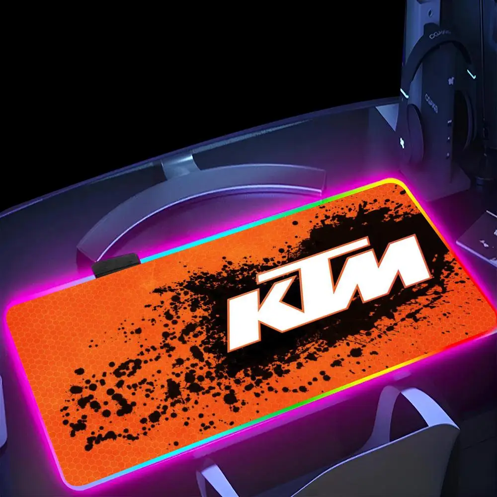 

Игровой коврик для мыши K-KTM логотип, коврик для мыши RGB, светящийся резиновый коврик для мыши для игрового компьютера