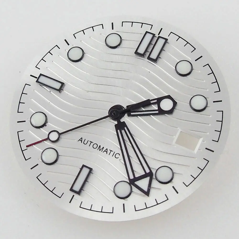 

31mm Watch Dial Hands Spare Parts Fit For NH35 NH35A Date Window Luminous White