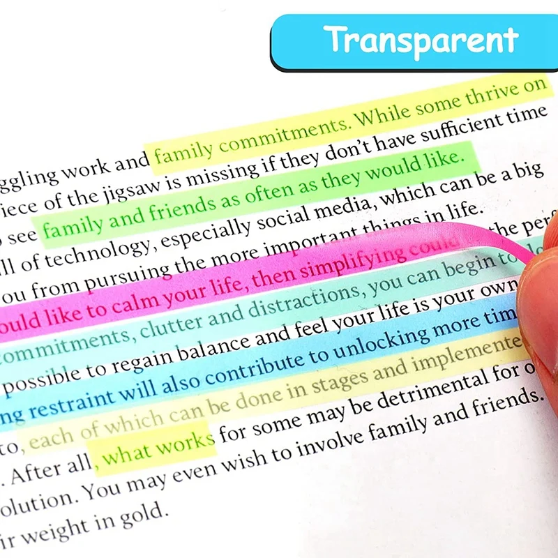 1280 шт. лента-хайлайтер Morandi, неоновые прозрачные полоски-маркеры, флажки, наклейки, длинные флуоресцентные полоски