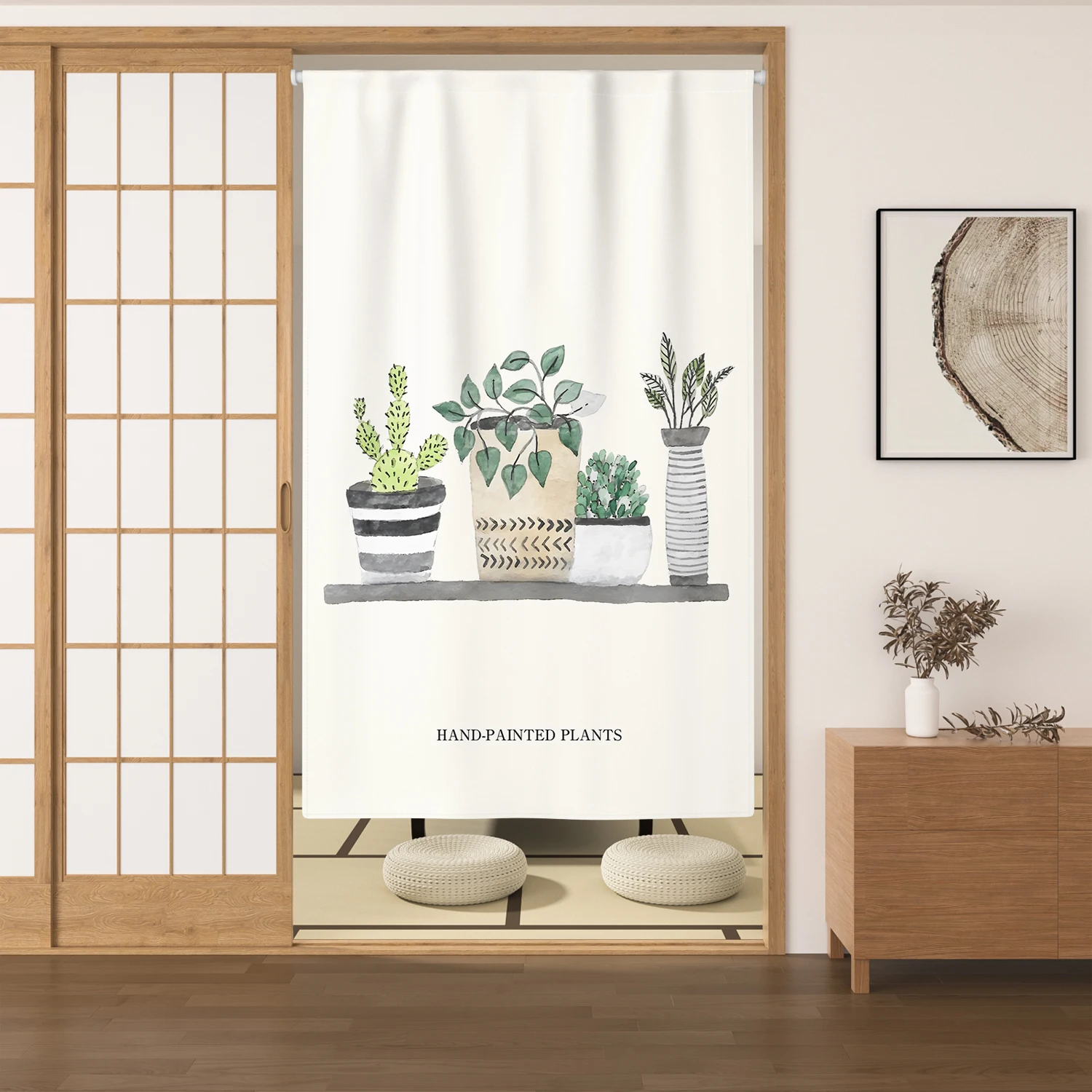 Nature Plant Potted Nordic Cabinet Short Curtains Punch-free Half-curtain Dust Cover Shoe Shelf Kitchen Storage Shelf Curtains