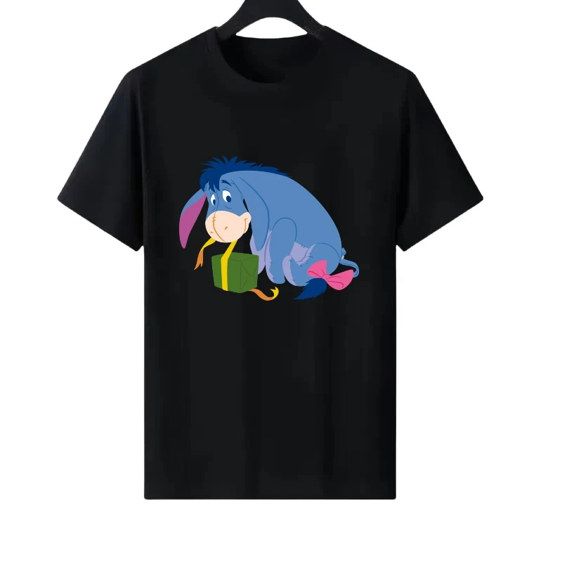 

Disney Pooh Bear Eeyore Pattern Woman Round Neck Loose Parent-child Clothing Tops Ladies Cheap Short Sleeves T-Shirt Sweatshirts