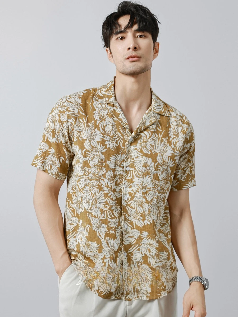 

Summer vintage men's Aloha shirt with 3D print - street fashion short-sleeved casual quick-drying beach style shirt