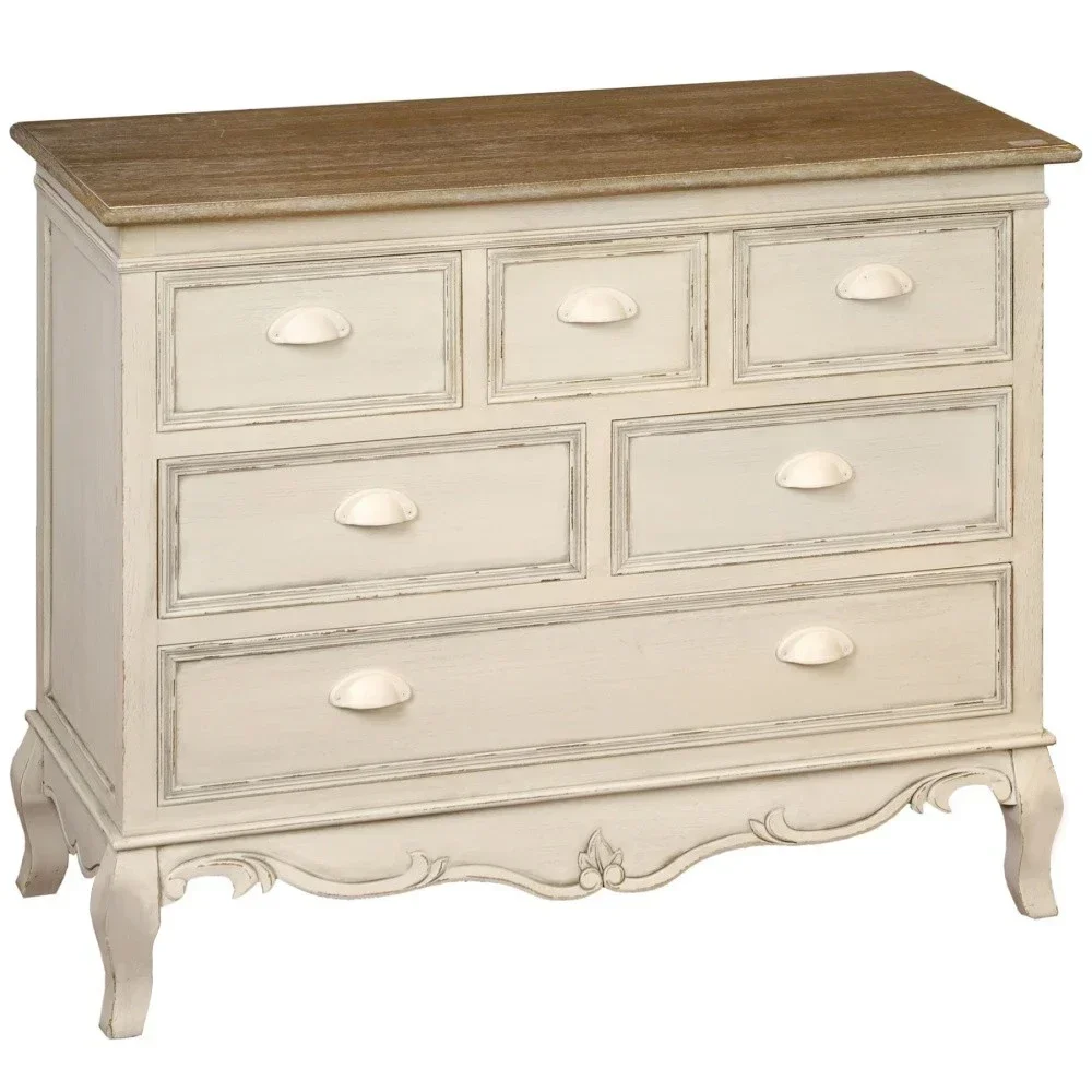 

Antique Cream Wooden Dresser Chest of Drawers for Home or Hotel Living Room Furniture