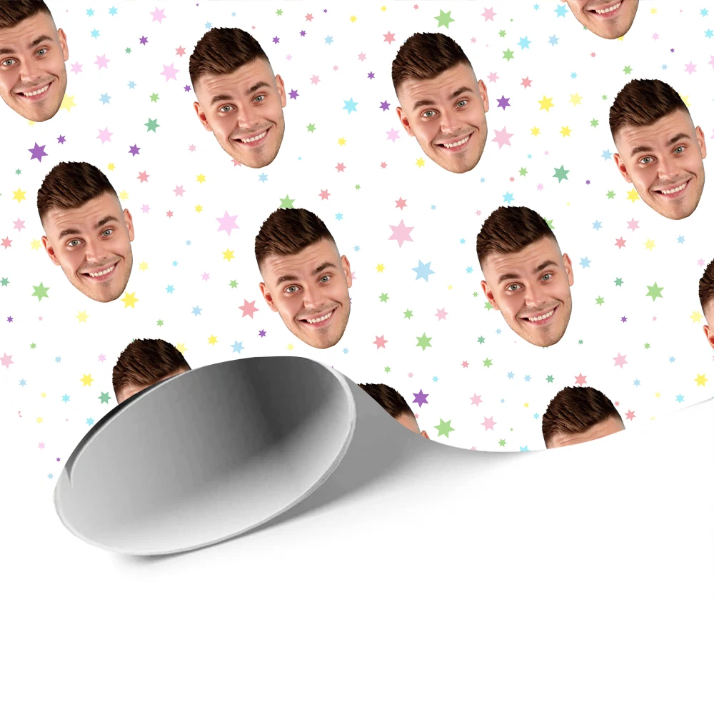 3-Blatt-Fotopapier mit individuellem Gesicht, Foto-Geschenkpapier, personalisierte Geschenkverpackung für Kinder und Erwachsene, Geburtstagsfeier, Hochzeitsdekoration