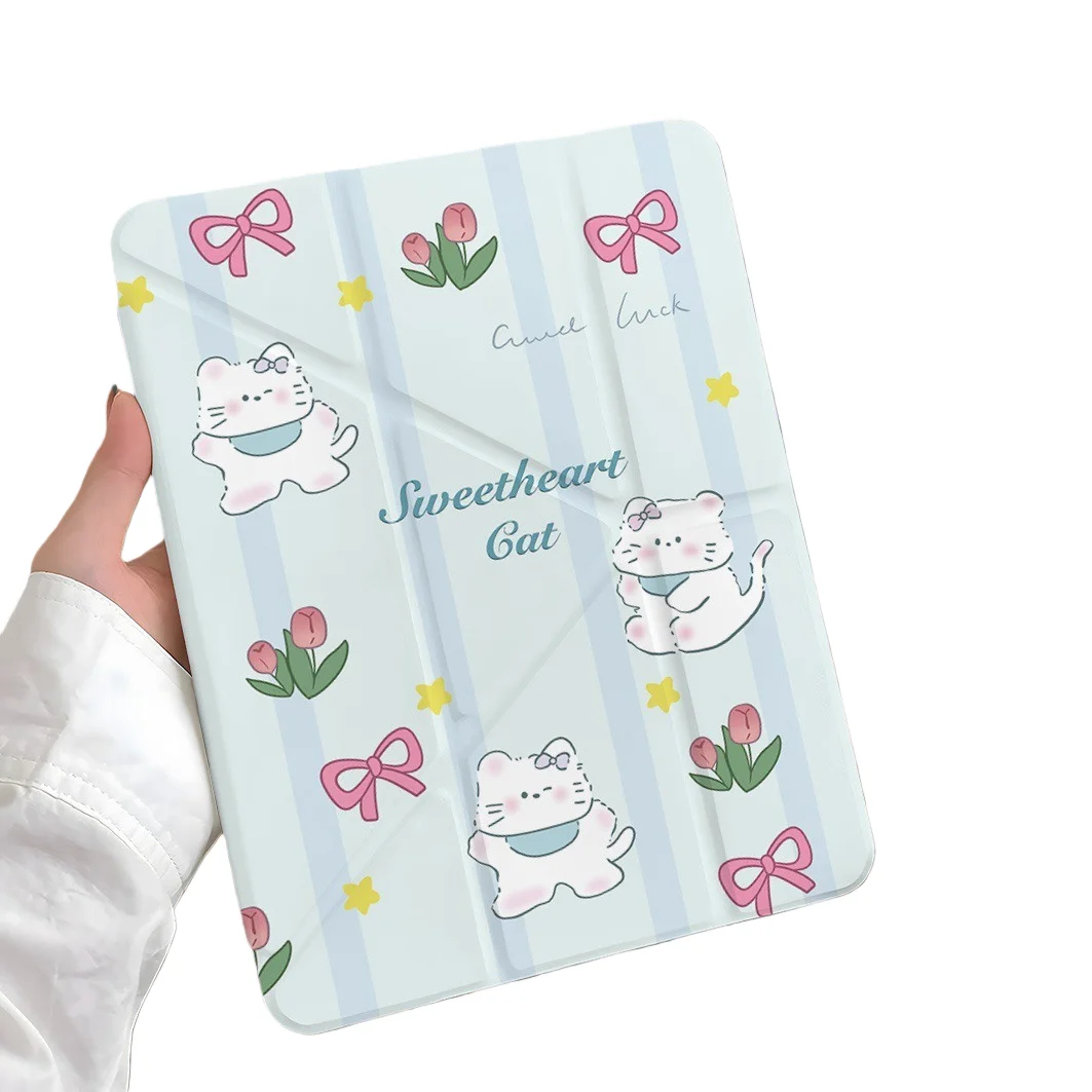 

Kitten Tulip Pen Slot Tablet Case For Mini7 6 iPad Pro 2024 2022 2021 2020 2019 2018 2017 11 10 9 8 7 6 5 Air7 6 5 4 3 2 1 Cover