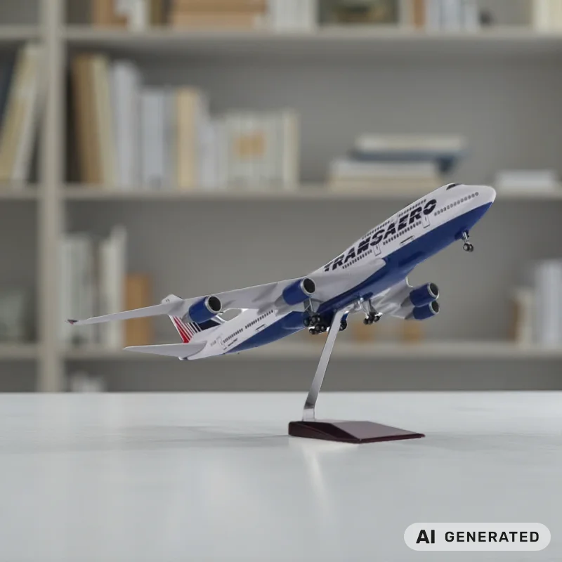47cm Russian Intercontinental B747 Resin Model Airplanes Diecast Aircraft Models With Display Stand For Aviation Fun Souvenir