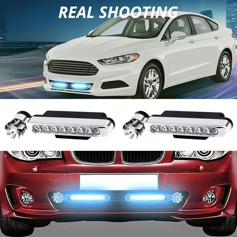 

Wind Powered Car LED DayTime Running Lights Creative Auto Auxiliary Lighting Rotation Fan Lamp Automobile Day Time Headlights