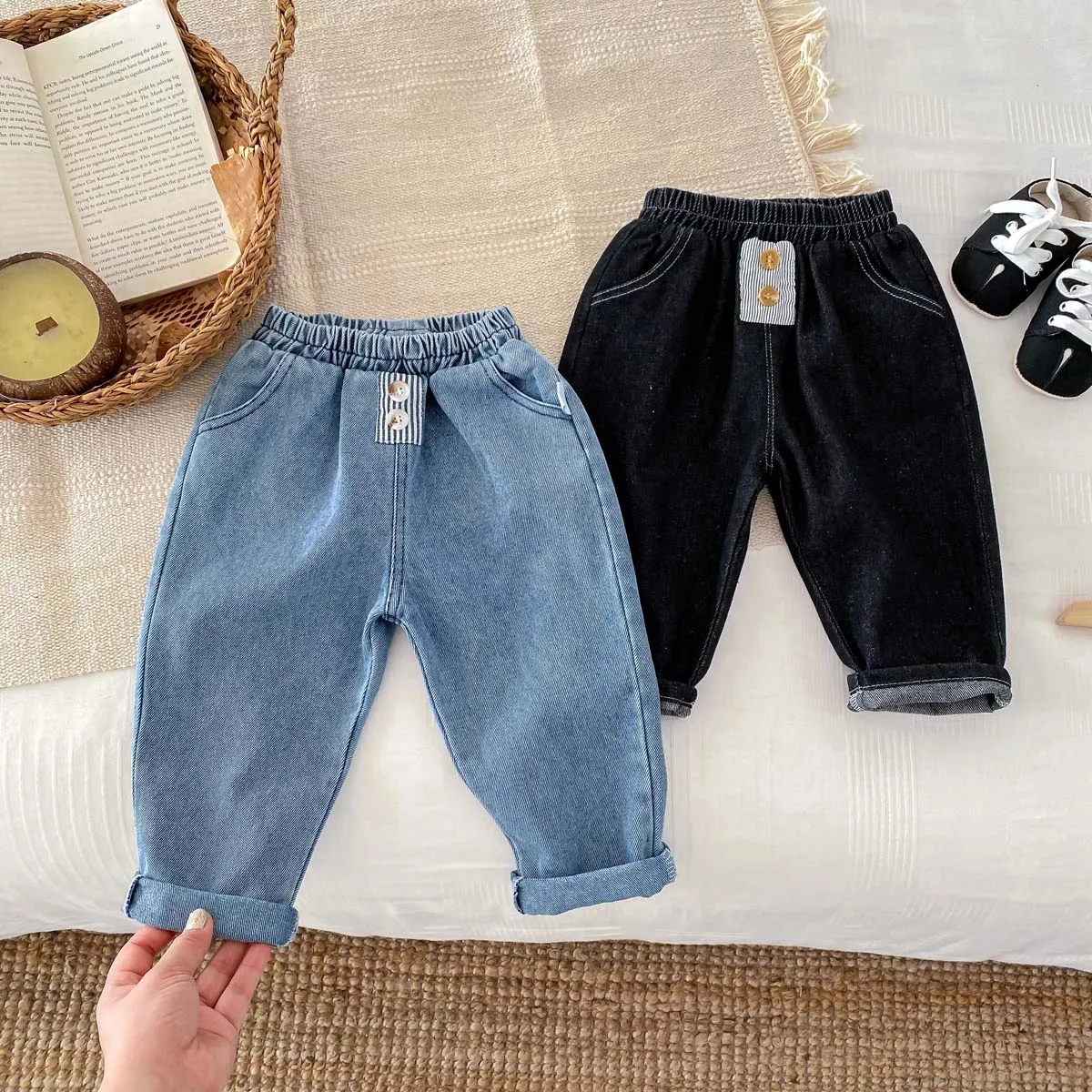 Korean Style Baby Boys Pant Plain Infant Jeans 0-3 Years Old Newborn Baby Bottom