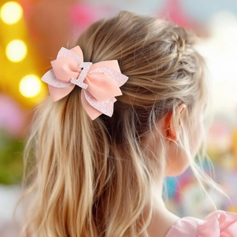 

Pink Birthday Bow for 1 Year Old Sparkling Glitter Birthday Hair Bow for Baby Girls 1-6 Years Handmade Party for Toddlers