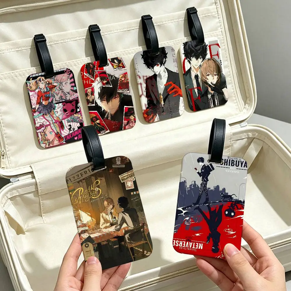 P-Persona-5 Stylish-JRPG PVC Anti lost Luggage Identifier Tag Removable Information Card Holder Travel Baggage Tag