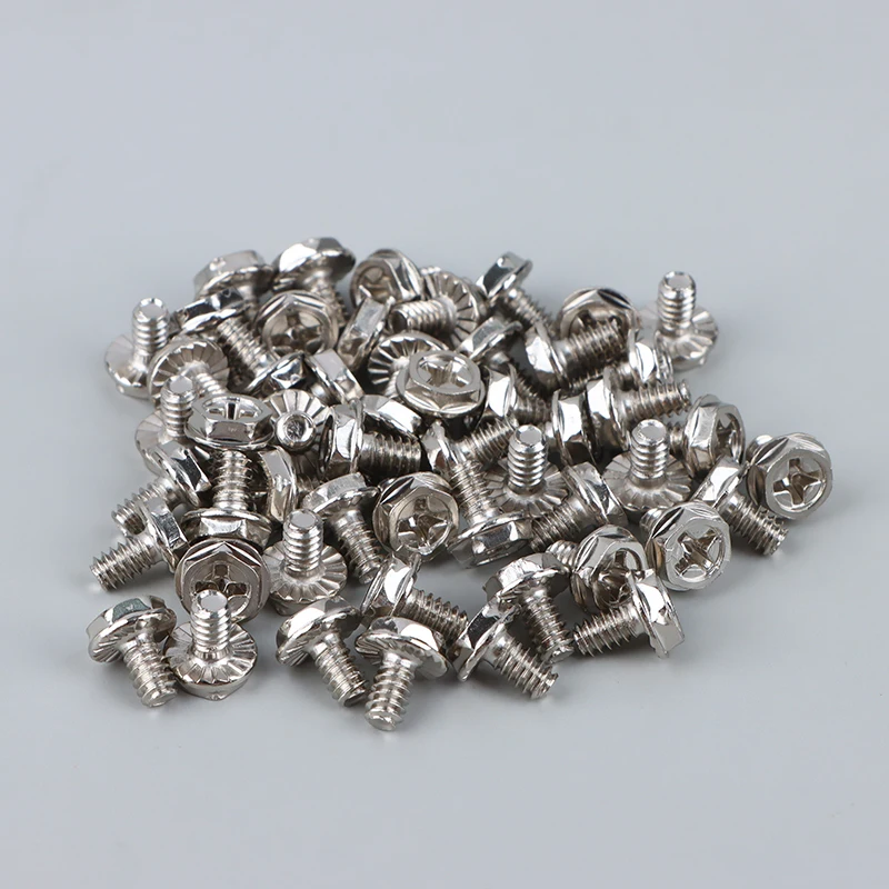 50pcs Toothed Hex 6/32 Computer PC Case Hard Drive Motherboard Mounting Screws For Motherboard PC Case CD-ROM Hard Disk