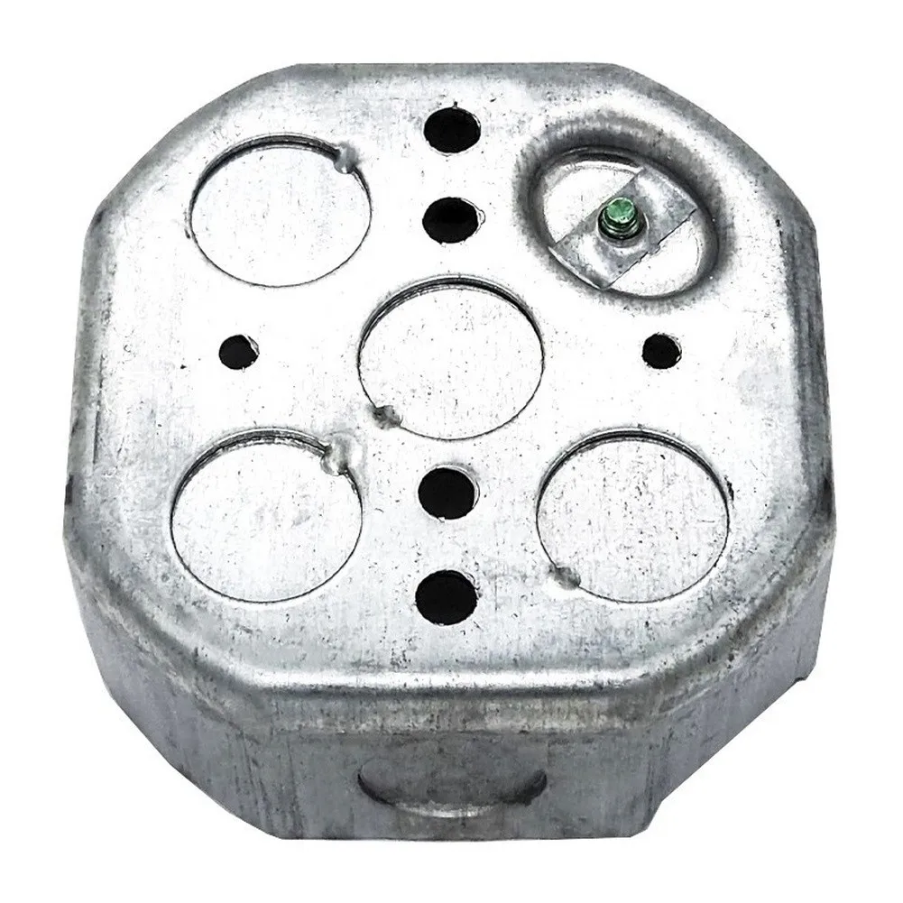 Junction Box Octagonal Galvanized Iron Construction 4 Inch Stretch Design 15.5 cu in Internal Capacity for Safe Wire Containment