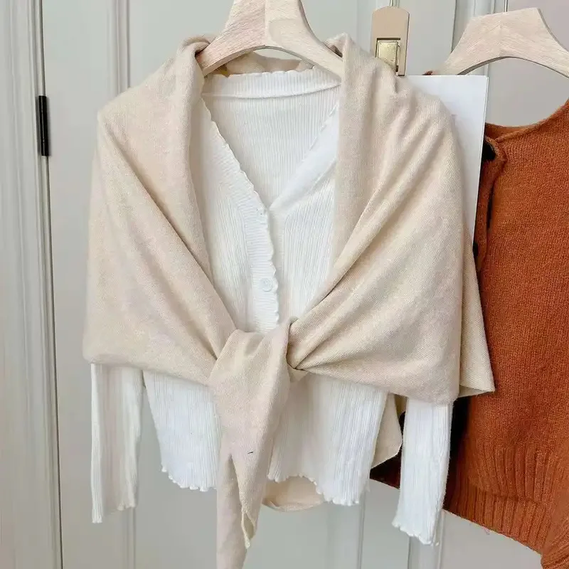 

Large Triangle Scarves For Women Soft Wool Blended High Quality Scarf Autumn Winter Keep Warm Scarf