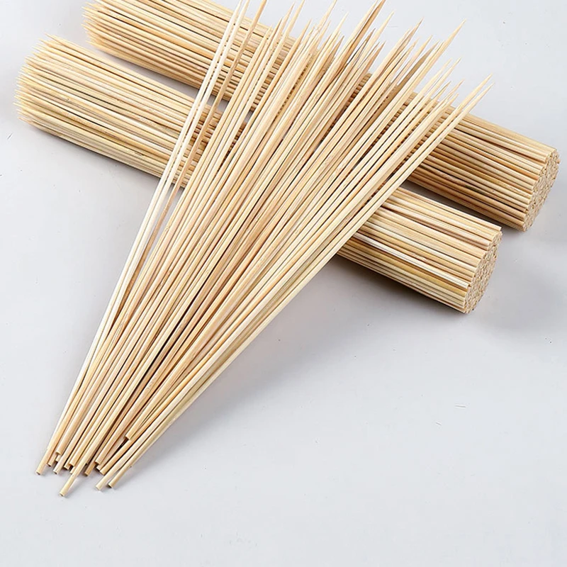 100pcs High Quality Bamboo Skewer Sticks Sturdy Disposable Barbecue Fruit Sticks Barbecue Party Buffet Food BBQ Tools Accessorie