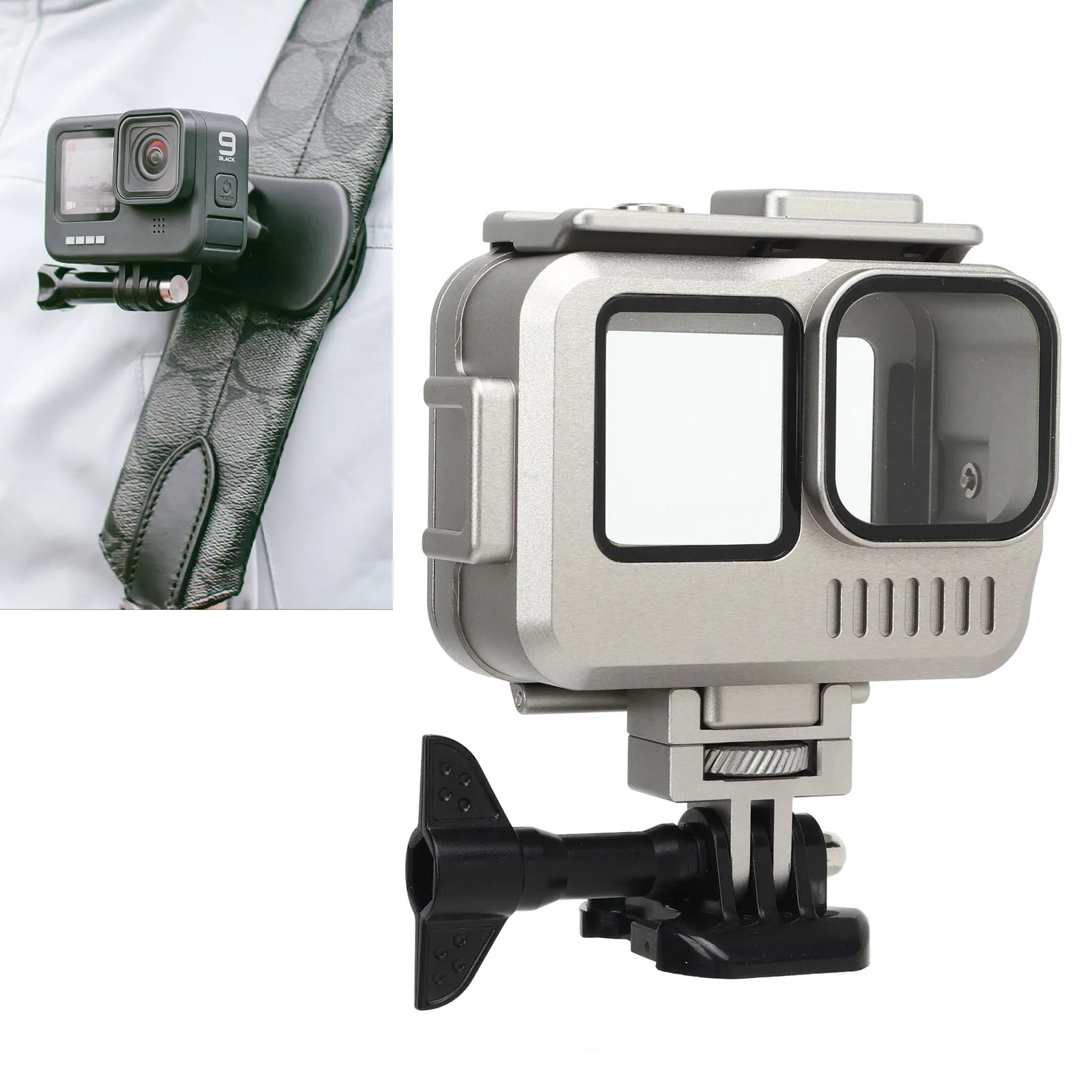

Protective Housing Aluminium Alloy Frame Case 9H Tempering Glass Lock Design 40m Waterproof for Daily Camera