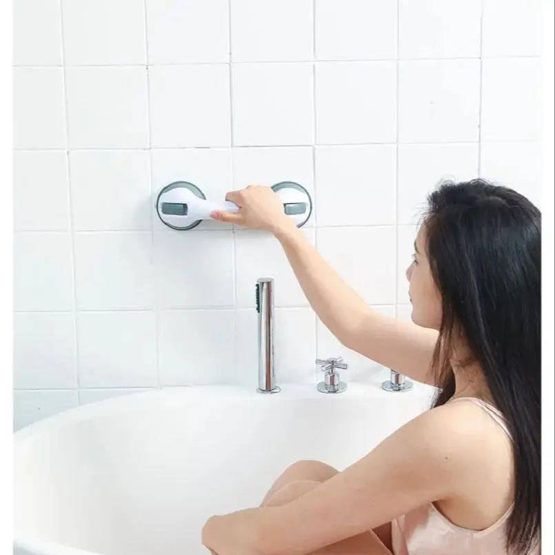 Bath Safety Grab Handle Bar Suction Cup Tub Bathroom Shower Rail