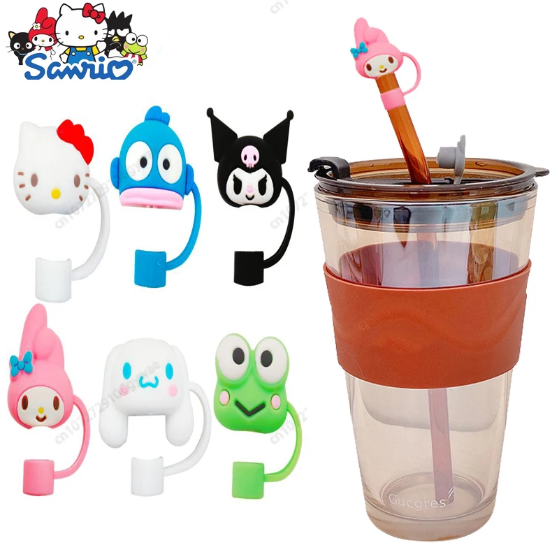 MINISO Dustproof Straw Covers Cap Reusable Silicone Straw Toppers Leak Proof Dust Proof Straws Cover Straw Accessories