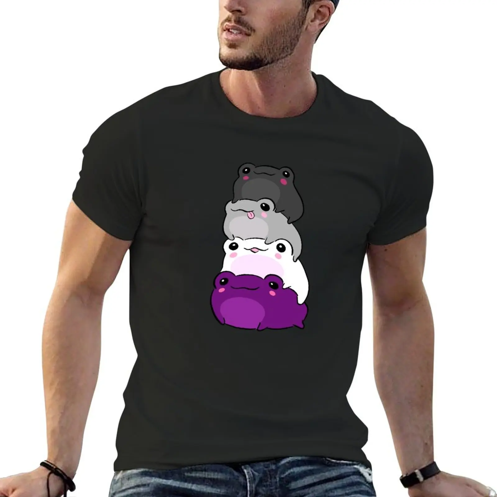 

Subtle Queer Pride Frog in Asexual Flag Colors: An Aesthetic Ace Pride Gift in Grey, White, and Purple for June Pride Mo T-Shirt