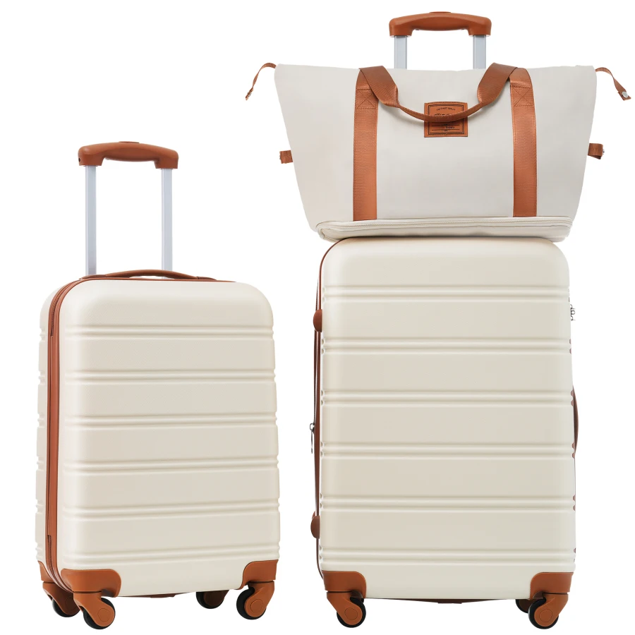 

Hardshell luggage sets for travel: polycarbonate, black, lightweight with TSA lock and spinner wheels 20 + 24