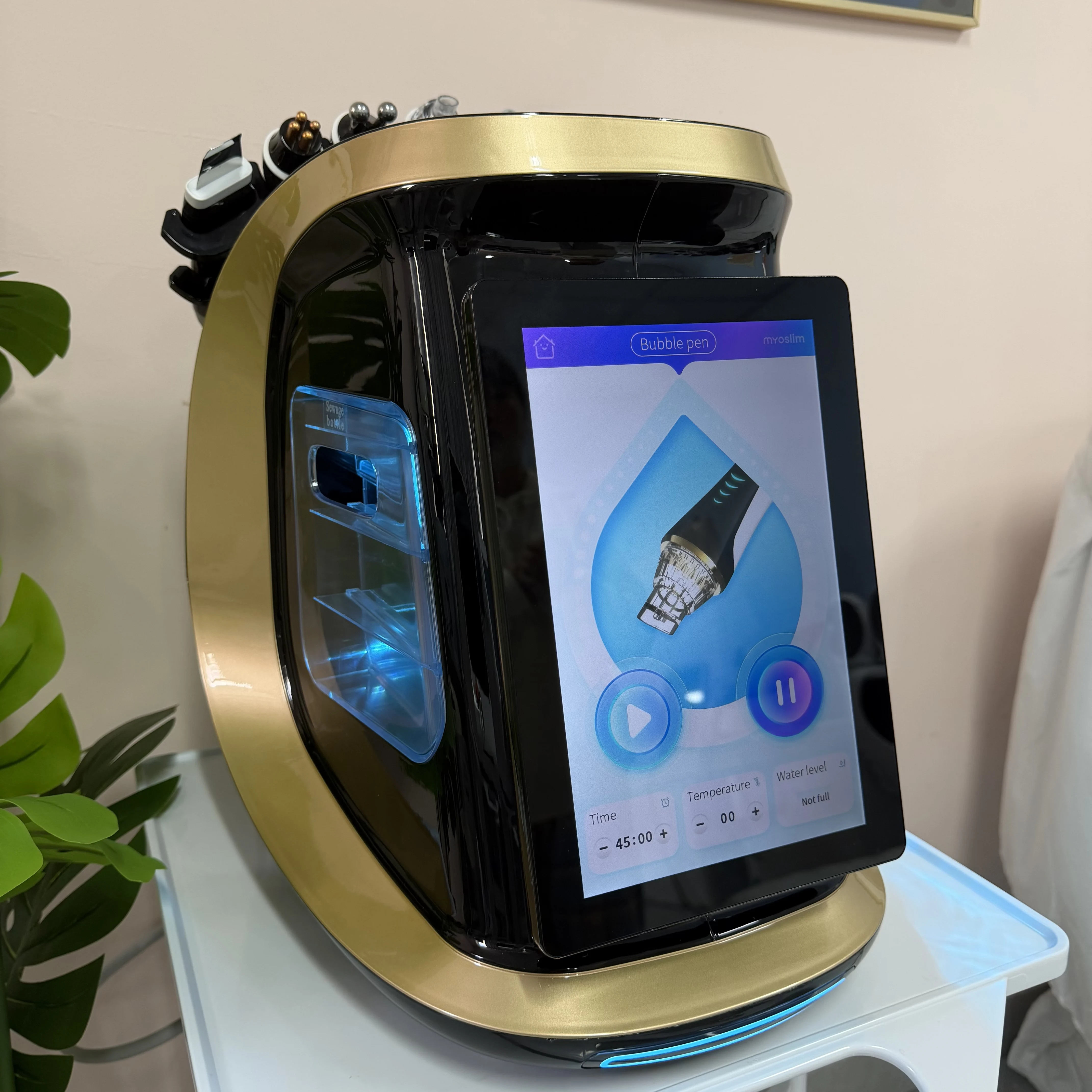 جهاز تحليل البشرة باللون الأزرق الجليدي، جهاز احترافي 7 في 1، هيدرا جلدي، متعدد الوظائف للعناية بالوجه