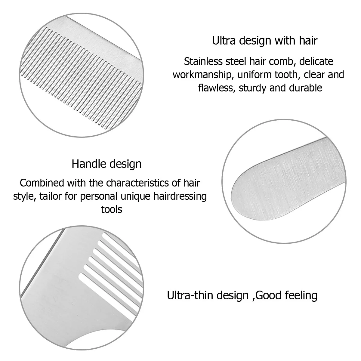 

1Pcs Smooth Titanium Steel Barber Comb Sturdy Design for Curly Thick Or Straight Hair Salon Styling 22x5cm Silver