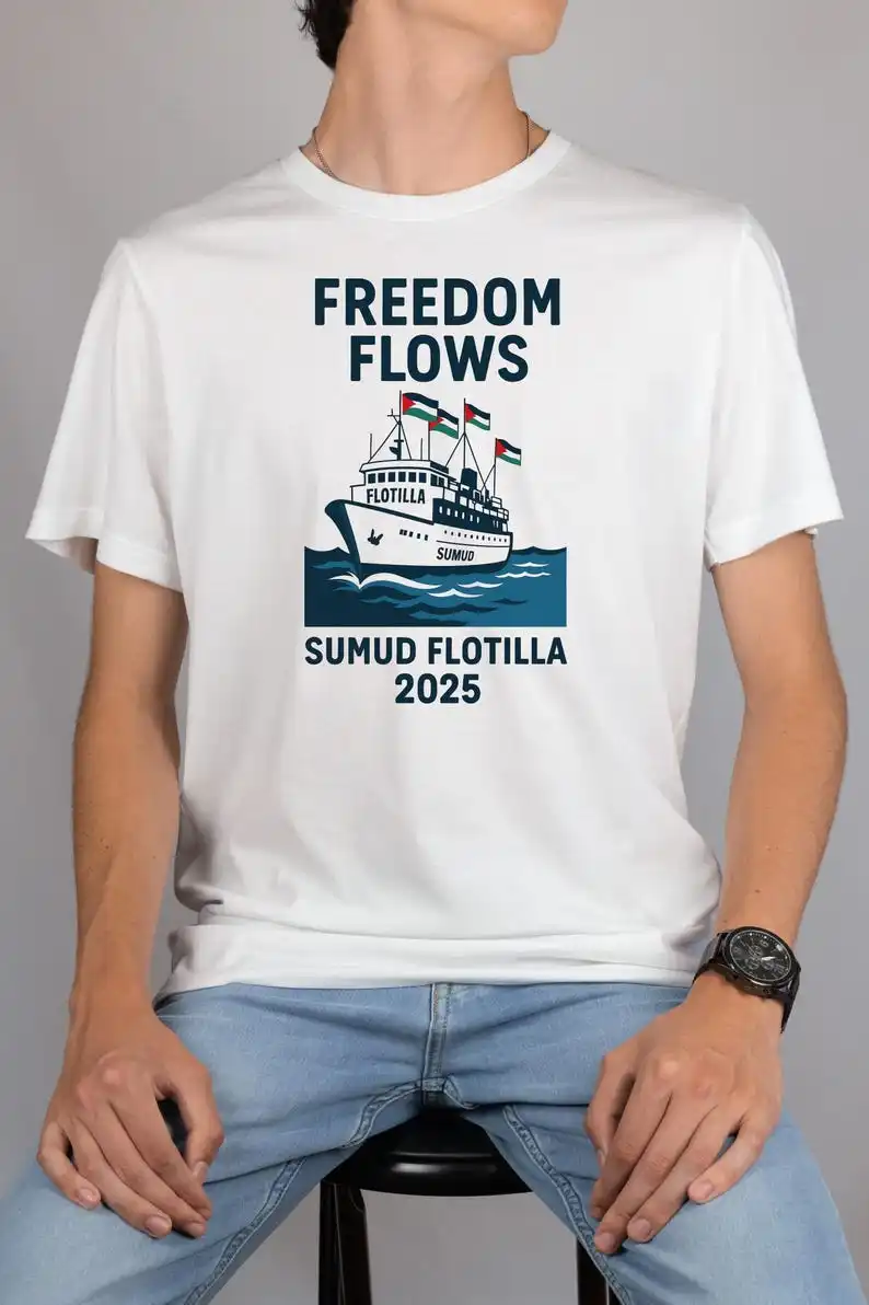 

Global Sumud Flotilla Patriot Printed T-Shirt Unisex Crew Neck Short Sleeve Cotton Tops Casual Fashion Soft Comfortable Tshirt