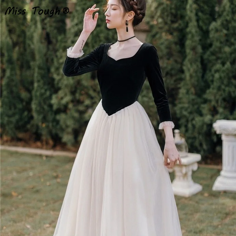 France Vintage Dress Women Autumn Winter Retro Elegant Party Midi Dresses Ladies 2022 Designer Korean Style Chic One-Piece Dress