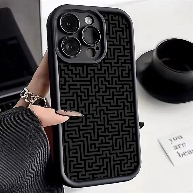 Puzzle Maze Fasion Phone Case for iPhone 16 Pro Max Plus All-inclusive Anti-drop Soft Silicone Cover Shockproof Coque Shell