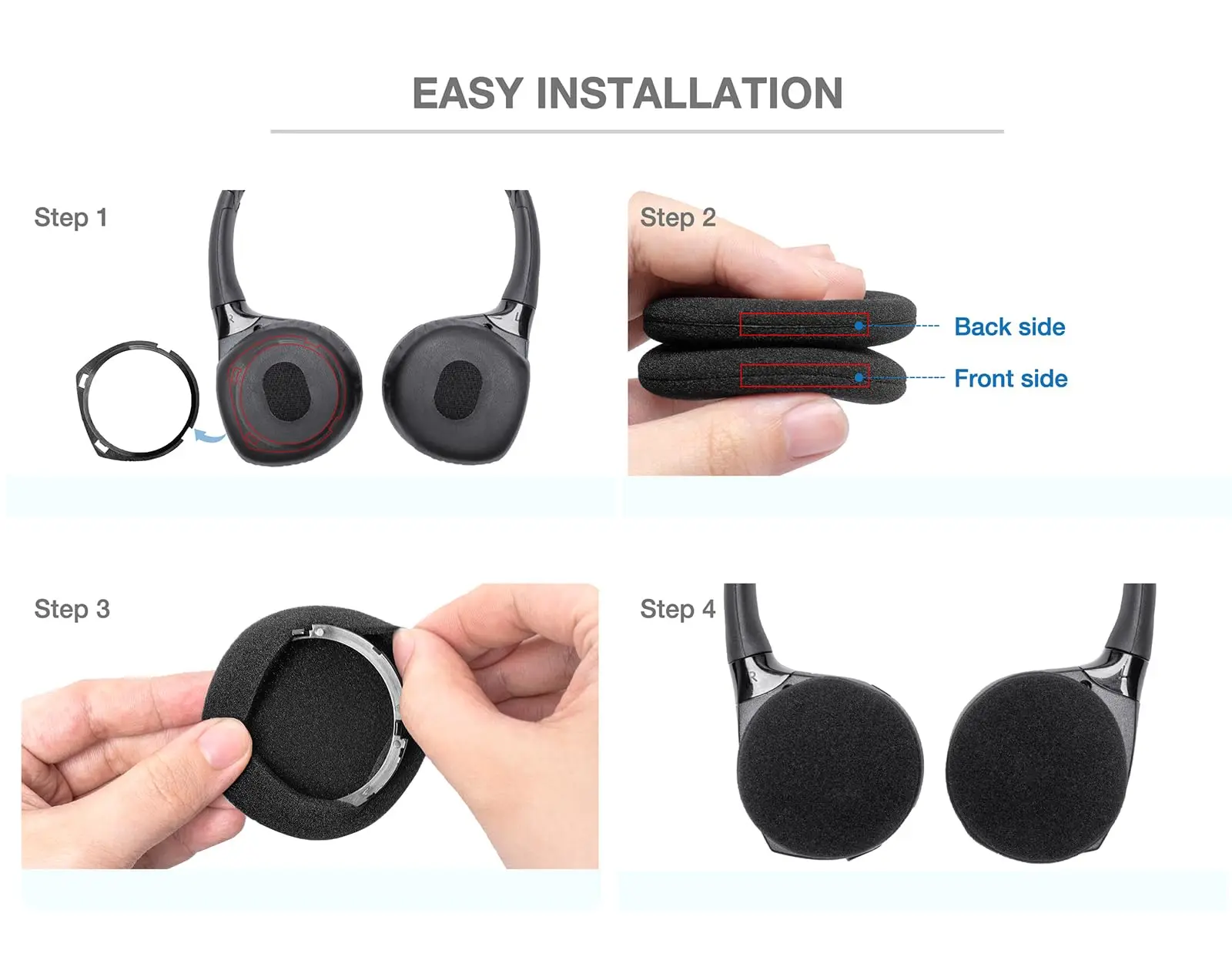 타운앤컨트리, 지프, GM 유콘 서버번, 캐딜락 에스컬레이드, 포드, 링컨 IR 헤드폰 DVD 시스템용 폼 이어 패드 3쌍