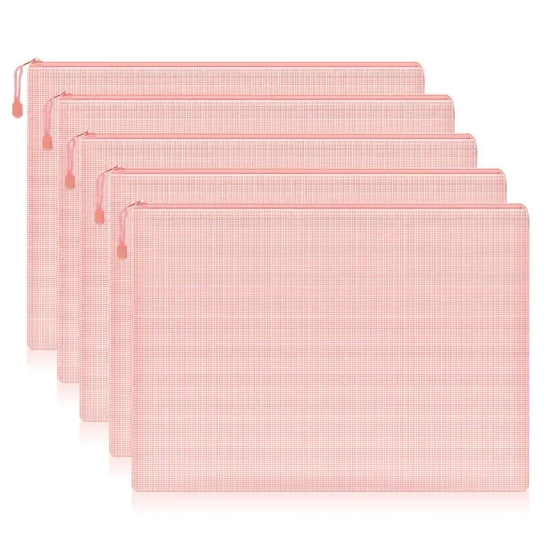 5PCS A4 A5 A6 Mesh Ritszakje Documententas Waterdichte Zip Bestandsmappen School Kantoorbenodigdheden Etui Opbergzakken