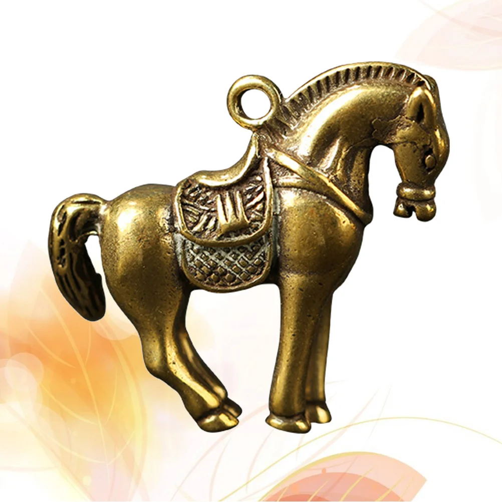 

2pcs Copper Zodiac Keychain Chinese Horse Pendant Durable Decorative Bag Car Hanging Gift Family Friends Key Ring Pendant Metal