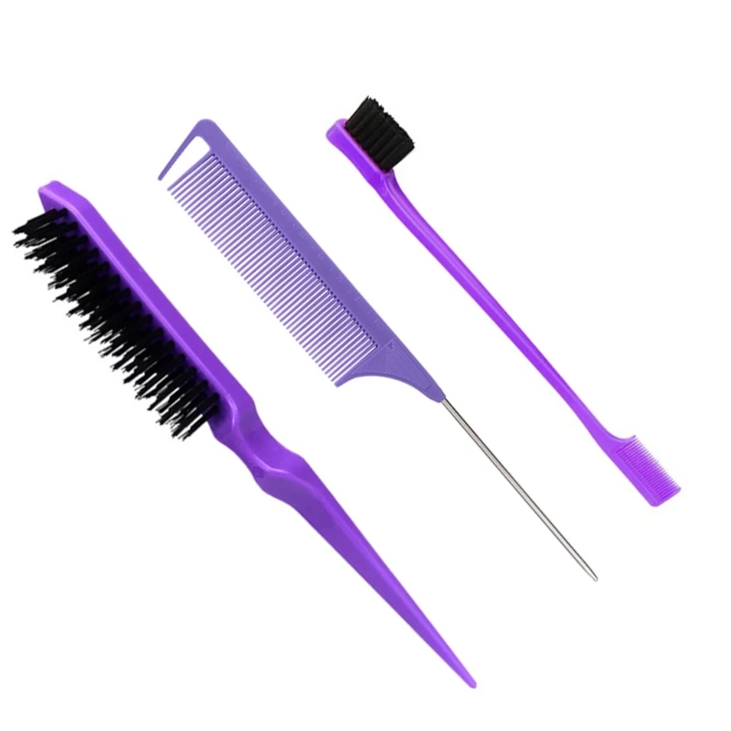 3Pcs Slick Back Hair Brush Set with 1 Pcs Brush 1 Pcs Bristle Hair Brush