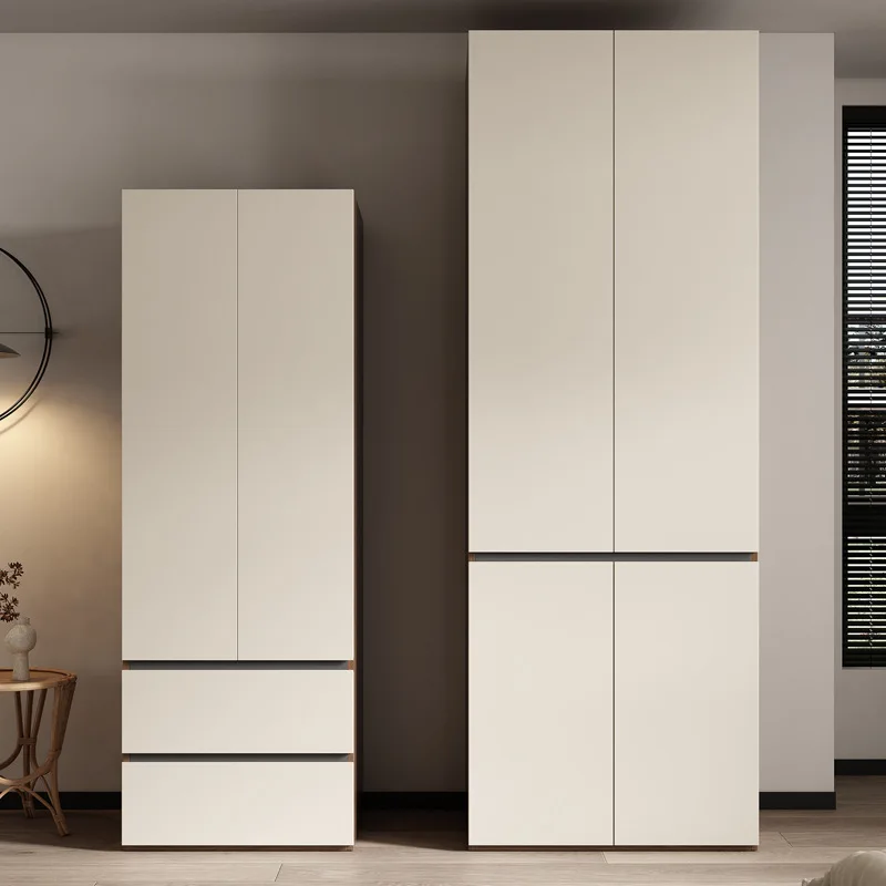 Wardrobe household flat door adult simple modern combination upper and lower drawer cabinet solid wood storage wardrobe