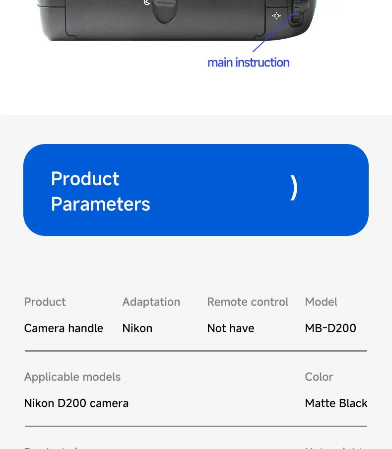 MB-D200 Vertikaler Batteriegriff für Nikon D200 DSLR mit Dual EN-EL3e/6 AA Fach, Dualen Bedienringen und Porträt-Aufnahmegriff – Detail 7