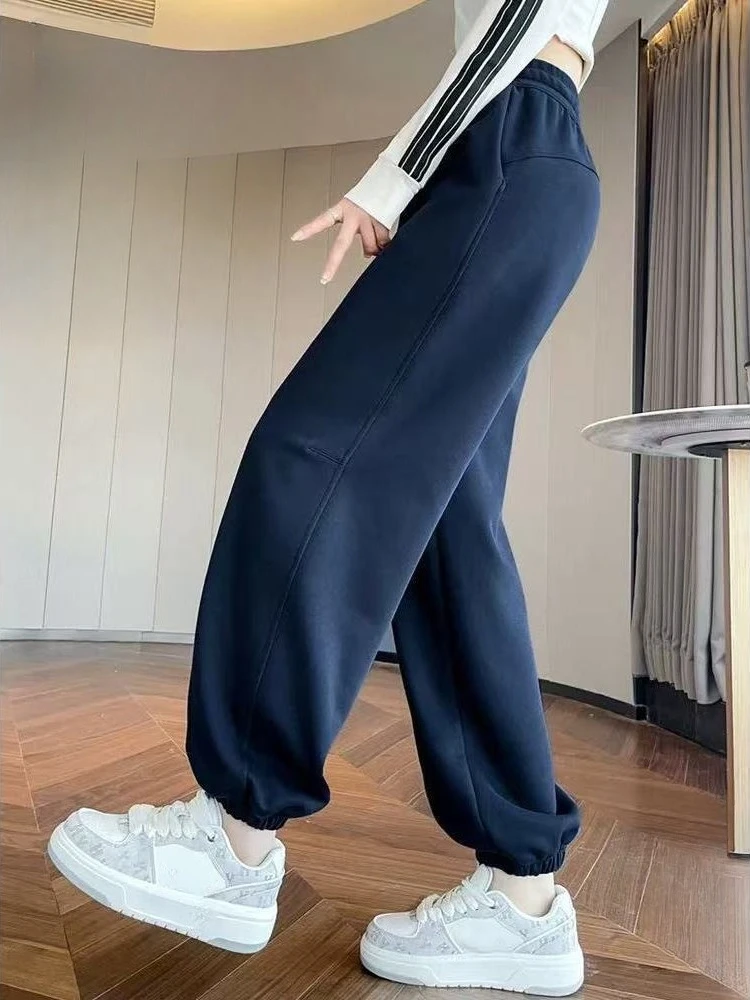 2026 Spring Fall Women Loose Cuffed Harem Pants Cropped Ankle Banded Casual Sweatpants Trendy