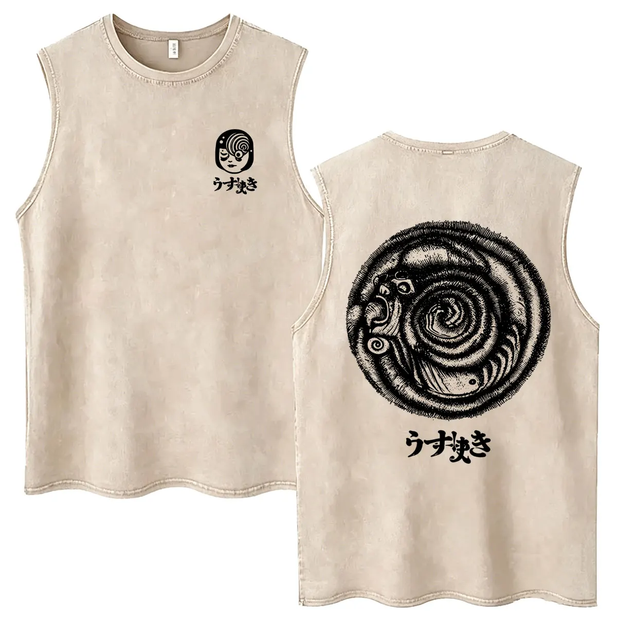 Anime Tomie Junji Ito Vintage Washed Tank Tops Men Women Horror Manga Oversized Sleeveless Vest T-shirt Y2k Aesthetic Streetwear