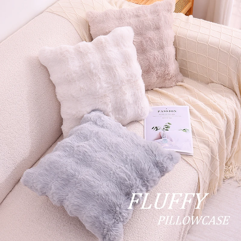 Kitinjoy Plush Cushion Cover 45x45 For Sofa Soft Fluffy Pillow Cover 50x50 Home and decoration Pillow Case Bed Living Room Decro