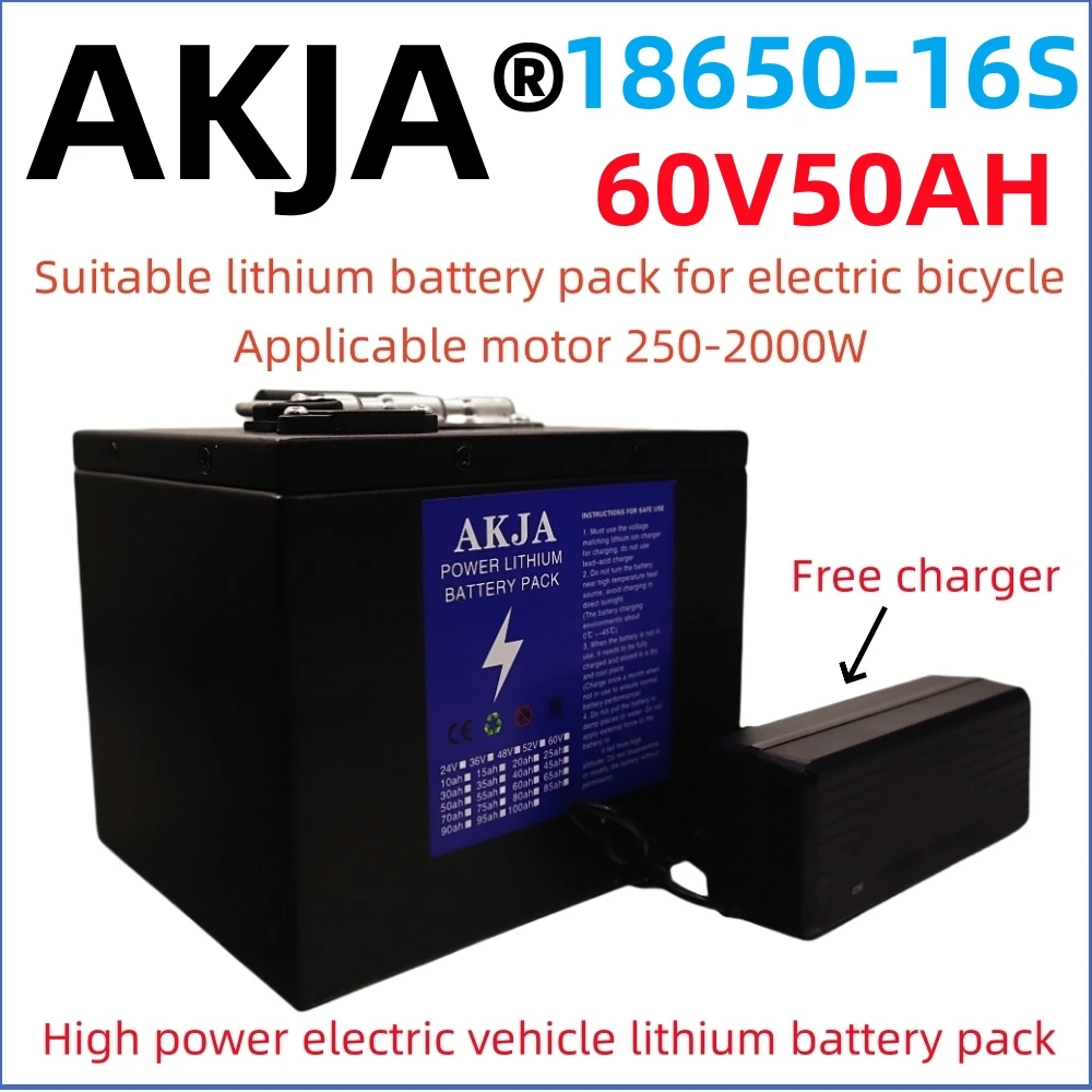 

Air fast transportation New Full Capacity Power 18650 Lithium Battery 60V10ah-50ah Lithium Battery Pack Suitable for 250-2000W