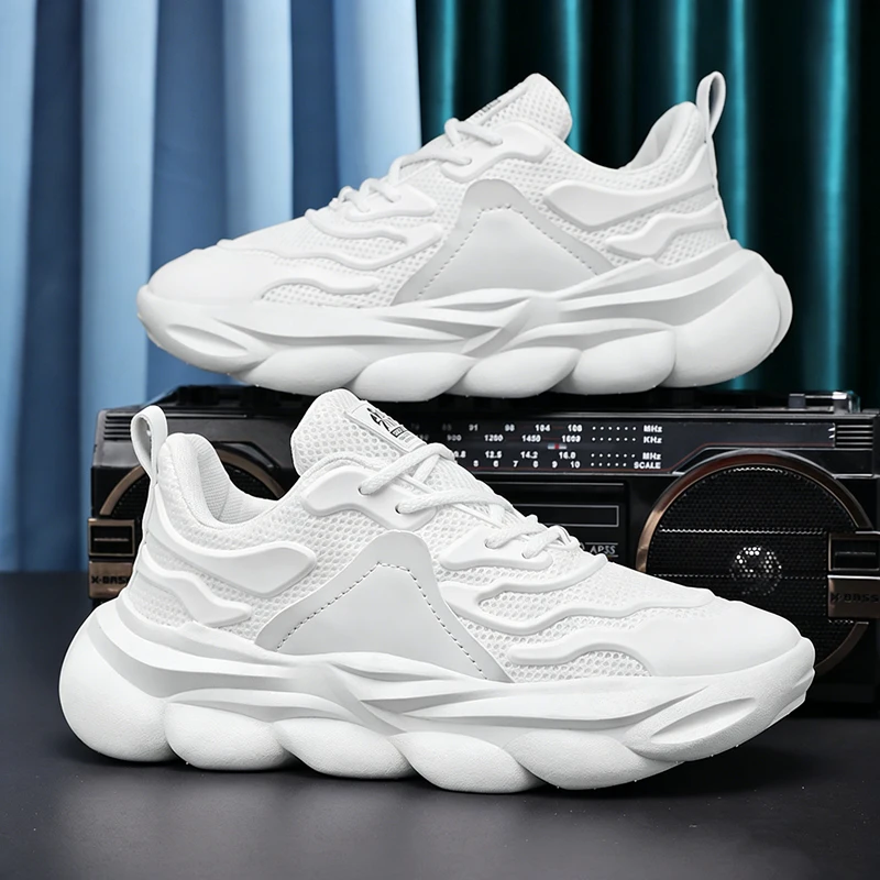 Sneakers Chunky pour hommes, respirantes, légères, semelle souple, confortables, pour l'extérieur, semelle épaisse, chaussures de sport décontractées pour la course à pied