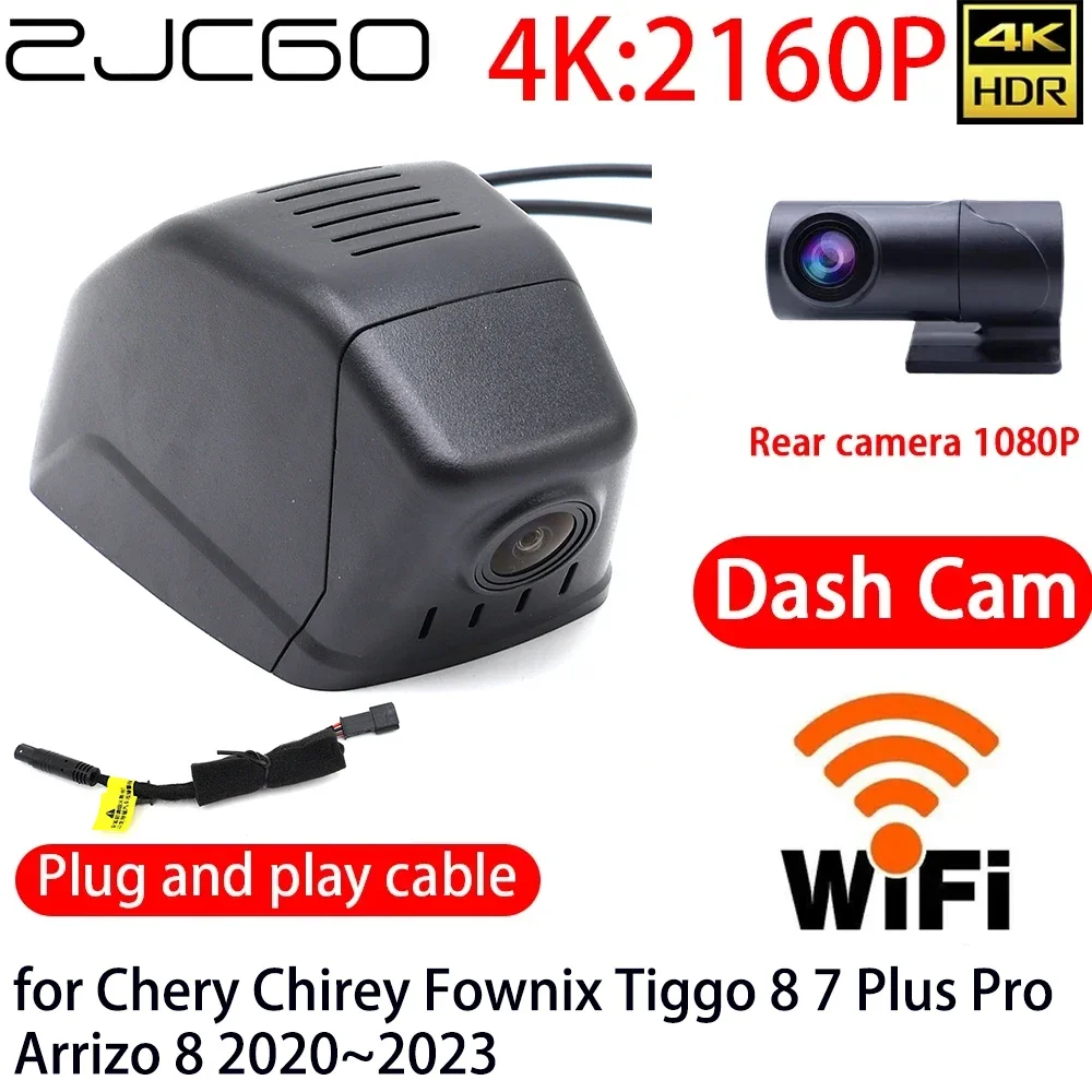 ZJCGO 4K DVR Dash Cam Wifi Front Rear Camera 24h Monitor for Chery Chirey Fownix Tiggo 8 7 Plus Pro Arrizo 8 2020~2023