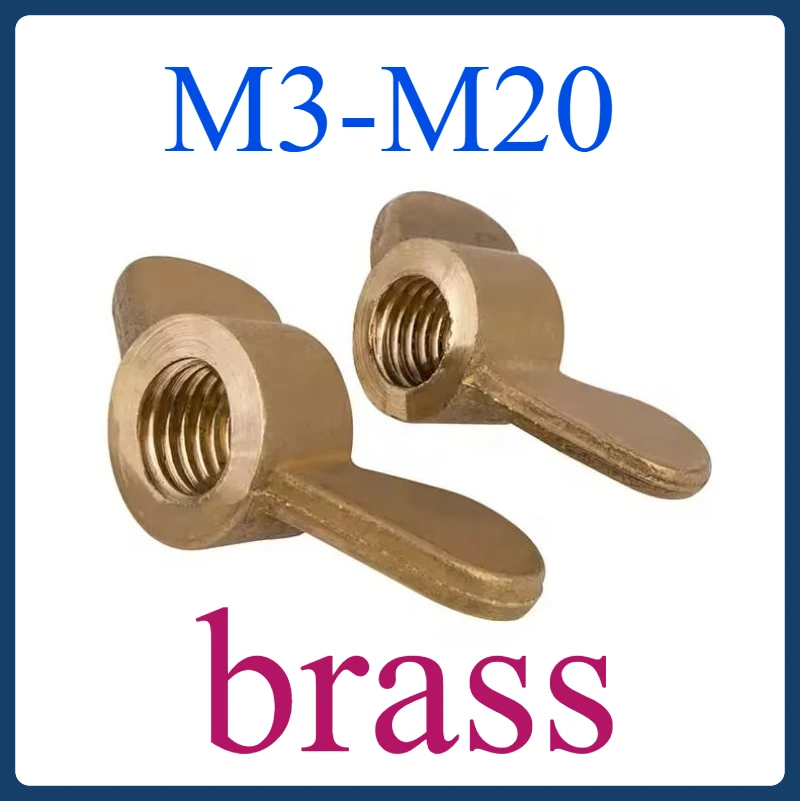 

M3 M4 M5 M6 M8 M10 M12 Solid Brass Wing Nuts Butterfly Nuts Hand Tighten Nuts For Bolts & Screws 1Pcs-10Pcs