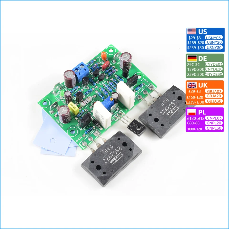 2PCS Sanken 2SC2922 Stereo Audio Amplifier Board Amplificador 80W DIY Kits Finished 15V-40V