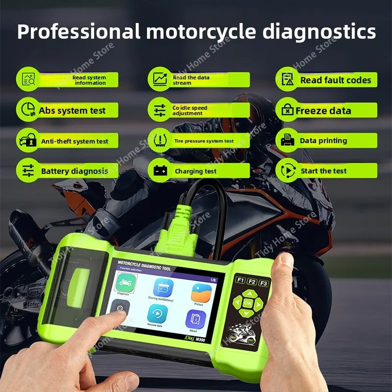 Motorcycle Tester M300 CO Idle Speed Adjustment, Real-Time Data Stream Reading, Battery Analysis