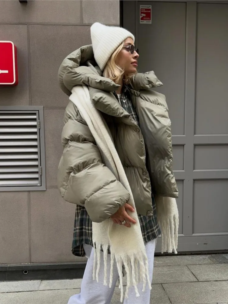 Winter Trend Persönlichkeit Straße Kurze Kapuze Baumwolle Jacke frauen Lose Beiläufige Brot Anzug Einfarbig Pendeln Baumwolle Anzug