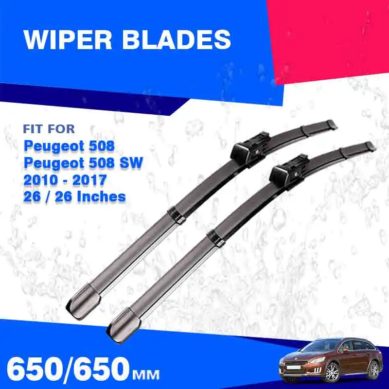 Front Windscreen Wiper Blades For Peugeot 508 508SW 508 SW MK1 2010 - 2017 Windshield Accessories 2016 2015 2014 2013 2012 2011