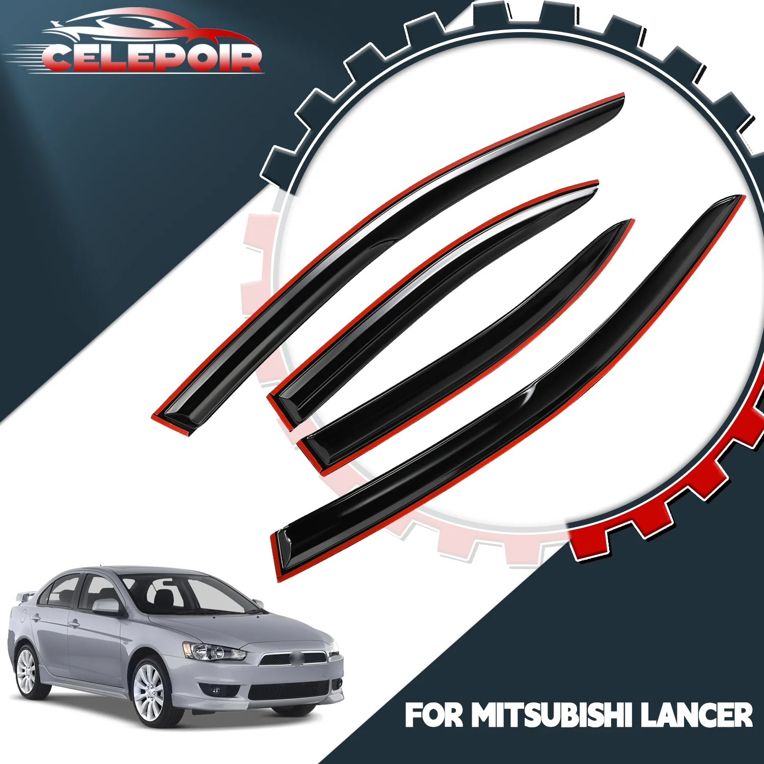 

Дефлекторы окон (ветровики) для Mitsubishi Lancer 2008-2017, 4 шт.