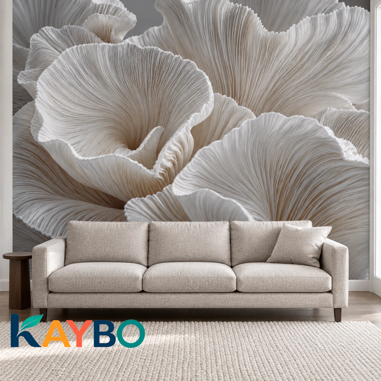 3D Large Floral Wall Mural White Pleated Petals Texture Luxury Wallpaper Non Self Adhesive Living Room Bedroom Modern Wall Decor